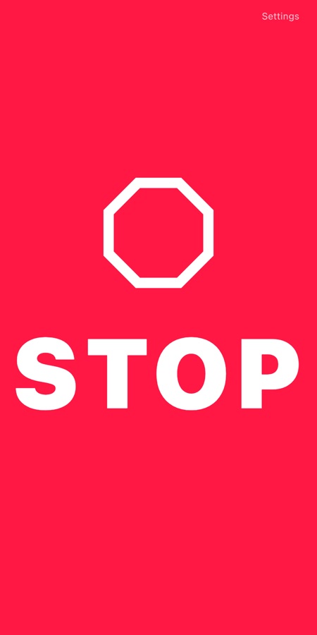 Red screen with an octagon and STOP