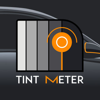 Tint Meter logo: tinted car glass and a light-sensor mark